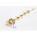 Women's 925 sterling silver gold plated red and green zircon pearl maang tikka